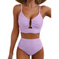 🔥 S-2XL 🌞 Női Push Up Magas Derekú Bikini 🌊👙