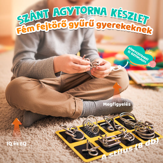 🧠Oktatási fém játékok-Kilenc egymásba kapcsolódó gyűrű👧👦