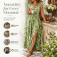 👗 Női V-nyakú, virágmintás, sminkelt maxiruha – Elegáns, bohém, könnyű 🦋