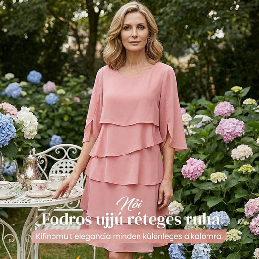🌸Női elegáns réteges fodros ujjas ruha