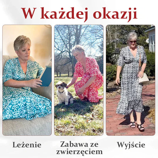 🎁V nyak virágos nyaralás tengerparti ruha laza sokoldalú hosszú szoknya