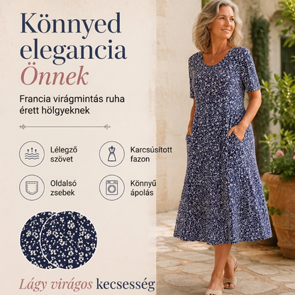💖2026 Elegáns kerek nyakú, virágos, csillagos, elegáns virágos ruha