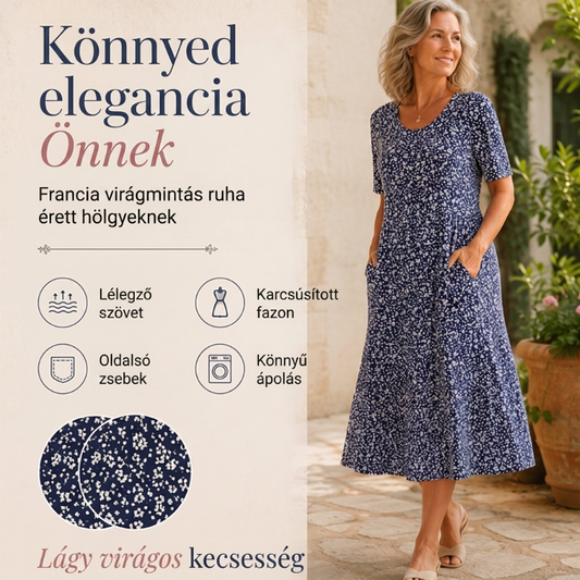 💖2026 Elegáns kerek nyakú, virágos, csillagos, elegáns virágos ruha