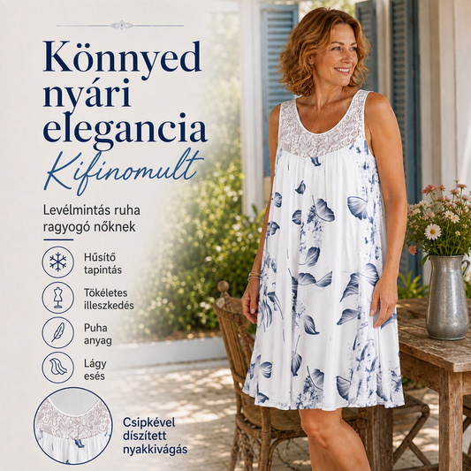 👗 Női ujjatlan, kerek nyakú, nyomott mintás ruha