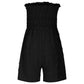 💃Női pánt nélküli Frill Trim Shirred Tie Front széles lábú cső Romper