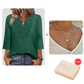 ☀️👚Top Pick - Lace-Trim V-Neck Blouse – Breathable Fabric & Flattering Drape for Work or Weekend 🌿