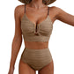🔥 S-2XL 🌞 Női Push Up Magas Derekú Bikini 🌊👙