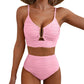 🔥 S-2XL 🌞 Női Push Up Magas Derekú Bikini 🌊👙