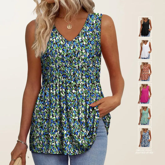 ✨Női elegáns ujjatlan V nyakú babydoll póló