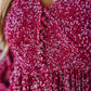 💃Női virágos rayon smocked-waist bélelt maxi ruha