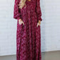 💃Női virágos rayon smocked-waist bélelt maxi ruha