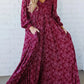 💃Női virágos rayon smocked-waist bélelt maxi ruha
