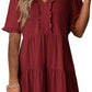 🔥🌈2026 Summer Hot Sale 49% OFF🌈Women's V Neck Ruffle Casual A-Line Flowy Swing Shift Dress