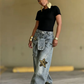👖 Unisex baggy farmer csillagmintás foltokkal – laza, oversize szabás, puha farmeranyag és menő 90-es évekbeli stílus ✨