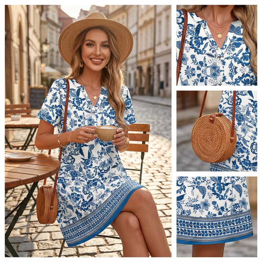 👗Új Megérkezés❣️Női Casual Laza Fazonú Rövid Ujjú Ruha