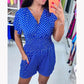 💕Polka Dot V-nyakú egyrészes rövidnadrág Jumpsuit