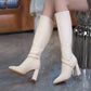 🔥🖤Pontozott orrú Chunky Heel térdmagas csizma