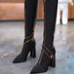 🔥🖤Pontozott orrú Chunky Heel térdmagas csizma
