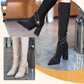 🔥🖤Pontozott orrú Chunky Heel térdmagas csizma