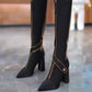 🔥🖤Pontozott orrú Chunky Heel térdmagas csizma