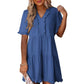 🔥🌈2026 Summer Hot Sale 49% OFF🌈Women's V Neck Ruffle Casual A-Line Flowy Swing Shift Dress