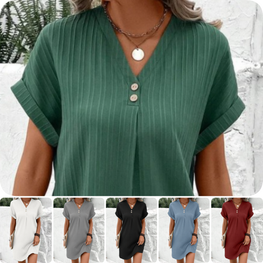 【M-3XL】🍃Egyszínű gombos ruha
