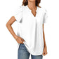 💖👚【M-2XL】Női V-nyakú egyszínű egyszínű rövid ujjú felső