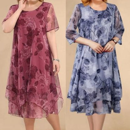 Női elegáns alkalmi könnyű, nyomott ruha