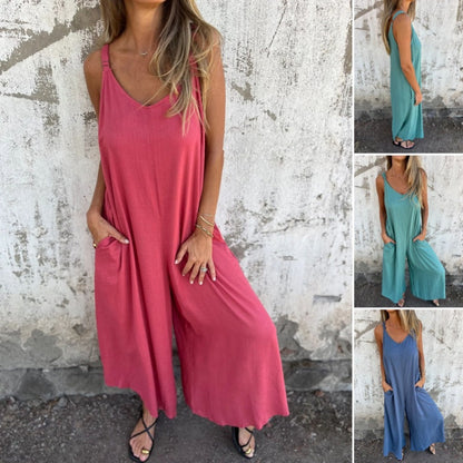 🔥👗【S-3XL】Laza pamut vászon kezeslábas 💃✨