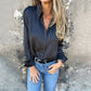 【S-2XL】👚Elegáns szatén hosszú ujjú ing