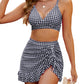 🔥MÚLTHETI AKCIÓ 50% KEDVEZMÉNY💥Gingham magas derekú haskontrollos bikiniszett👙