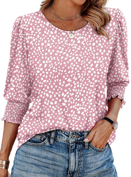 🌸 Ez az ujjhossz nem véletlen – 3/4 ujjú mintás blúz smockos mandzsettával | S-3XL | 6 mintában