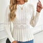 Női vastag kötött kerek nyakú peplum pulóver🧶👚