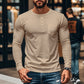 ⭐😎 Férfi slim fit Henley hosszú ujjú póló