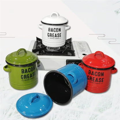 Practical Enamel Bacon Grease Container
