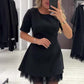 Női csillogó csipkés rövid ujjú miniruha | Elegáns és csillogó