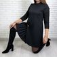 💝Újévi akció 60% kedvezmény💝Elegáns, hosszú ujjú, redős panel ruha