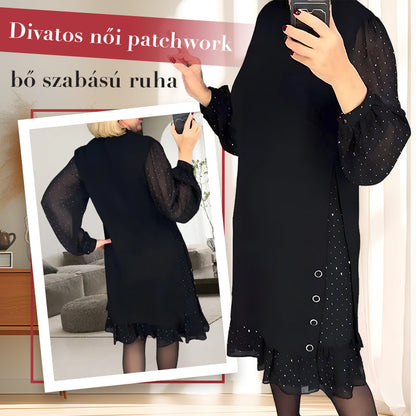 🌹【M-3XL】💃 Divatos női patchwork, bő szabású ruha