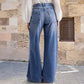 👖 Női vintage magas derekú, széles szárú farmer