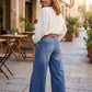 👖 Női vintage magas derekú, széles szárú farmer