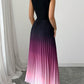 Ombre Pleated Sleeveless Mock Neck Maxi Dress❤️
