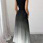 Ombre Pleated Sleeveless Mock Neck Maxi Dress❤️