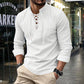 Men's Casual Solid Color Shirt – Lace-Up Neck, Modern Stand Collar & Breathable Cotton ✨