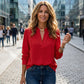 Damen-V-Ausschnitt-Langarm-Bluse