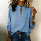 Damen-V-Ausschnitt-Langarm-Bluse