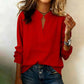 Damen-V-Ausschnitt-Langarm-Bluse