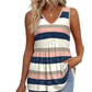Női V-nyakú csíkos peplum tank top