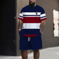 Men's Casual Color-Block T-Shirt and Shorts Set
