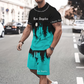 👕Férfi grafikás póló és rövidnadrág szett – Összeillő, puha, állítható derékrésszel 🌴