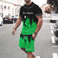 👕Férfi grafikás póló és rövidnadrág szett – Összeillő, puha, állítható derékrésszel 🌴
